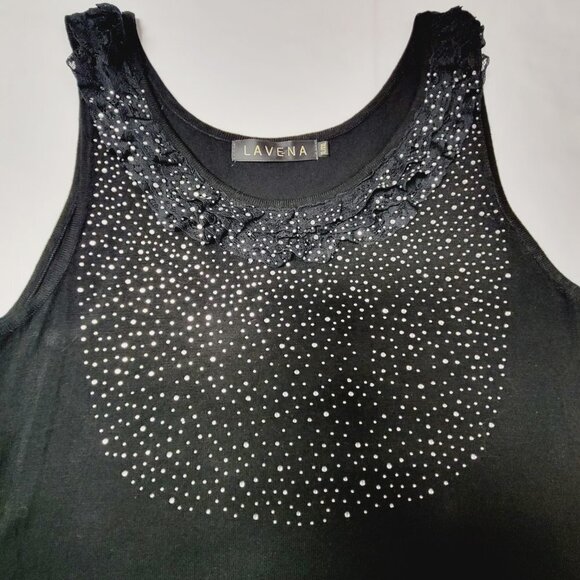 Sleeveless black Top or Blouse with sequins Sizes M / L / XL - New! - Picture 3 of 11